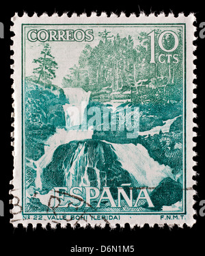 Timbre d'Espagne représentant la Vallée de Bohi. Banque D'Images