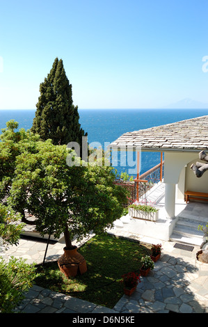 Le territoire de monastère de l'Archange Michael avec une partie de l'ongle Saint de la crucifixion de Jésus Christ, l'île de Thassos Banque D'Images