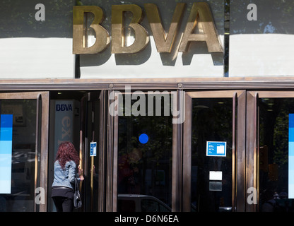 Barcelone, Espagne, filiale de BBVA Banco Bilbao Vizcaya Banque D'Images