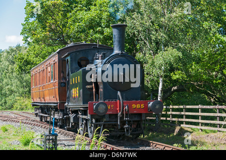 Grande Bretagne, Nord de l'Angleterre, Beamish Open Air Living History Museum, railroad train locomotive à vapeur Banque D'Images