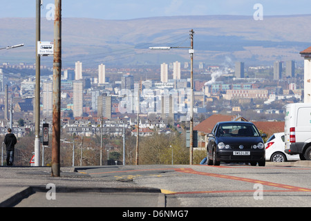 Vue sur la ville de Glasgow à partir de Castlemilk logement, Ecosse, Royaume-Uni Banque D'Images