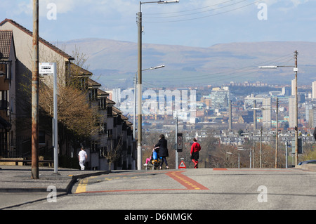 Vue sur la ville de Glasgow à partir de Castlemilk logement. Banque D'Images