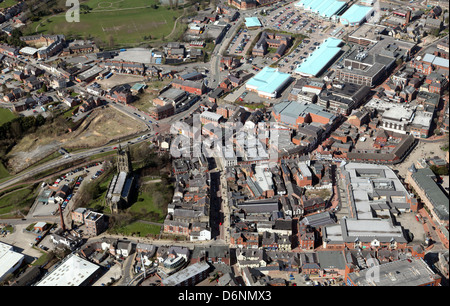 Vue aérienne du centre-ville de Wrexham, North Wales, Banque D'Images