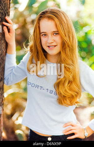 Closeup portrait of teenage girl, Miami Banque D'Images