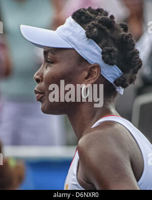 Delray Beach, Florida, USA. 21 avril, 2013. Portrait de profil de Venus Williams. Classée n°22 dans le monde, elle a défait no 66, JOHANNA LARSSON de la Suède, 6-3, 7-5, pour décrocher l'Organisation des membres du Groupe mondial de la Fed Cup Playoff victoire sur la Suède à la Delray Beach Tennis Center à Delray Beach, Floride (Image Crédit : Crédit : Arnold Drapkin/ZUMAPRESS.com/Alamy Live News) Banque D'Images