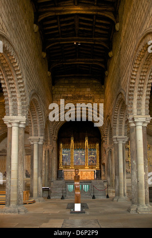 Intérieur de la 12e siècle Galilée Romane Normande Chapelle, Cathédrale de Durham, County Durham, Angleterre, Royaume-Uni, Europe Banque D'Images