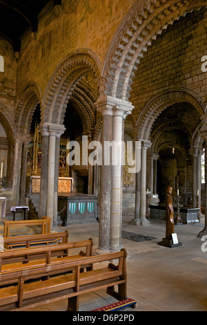 Intérieur de la 12e siècle Galilée Romane Normande Chapelle, Cathédrale de Durham, County Durham, Angleterre, Royaume-Uni, Europe Banque D'Images