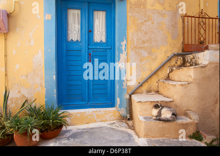 Porte Bleue, Ermoúpoli (Khora), l'île de Syros, Cyclades, îles grecques, Grèce, Europe Banque D'Images