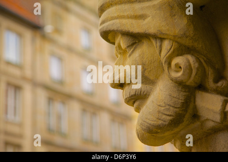 La sculpture sur pierre de l'Hôtel de Ville, place Prinzipalmarkt, Munster, Nordrhein-Westfalen, Germany, Europe Banque D'Images