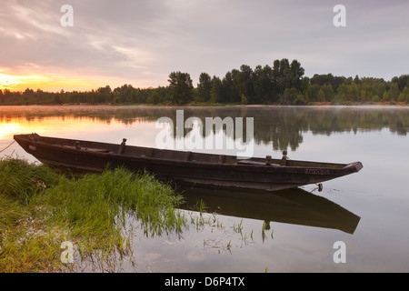 Un bateau traditionnel en bois sur le fleuve Loire, Indre-et-Loire, France, Europe Banque D'Images