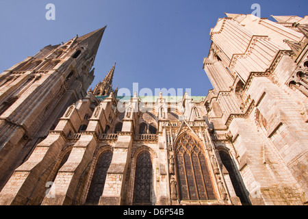 L'architecture gothique de la cathédrale de Chartres, l'UNESCO World Heritage Site, Chartres, Eure-et-Loir, Centre, France, Europe Banque D'Images