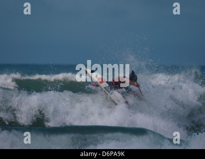 Black Rock Surf Kayak Concours, Widemouth Bay, Bude, Cornwall, UK 2013 Banque D'Images