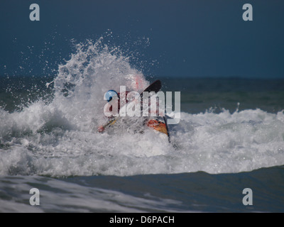 Black Rock Surf Kayak Concours, Widemouth Bay, Bude, Cornwall, UK 2013 Banque D'Images