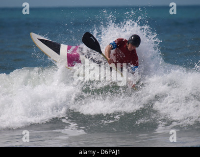 Black Rock Surf Kayak Concours, Widemouth Bay, Bude, Cornwall, UK 2013 Banque D'Images