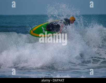 Black Rock Surf Kayak Concours, Widemouth Bay, Bude, Cornwall, UK 2013 Banque D'Images