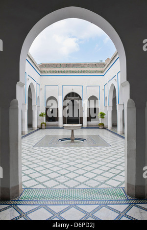 Courtyard at El Palais Bahia, Marrakech, Maroc, Afrique du Nord, Afrique Banque D'Images