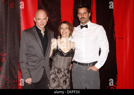 Michael Cerveris, Elena Roger et Ricky Martin conférence de presse après la première preview de la performance musicale de Broadway Banque D'Images