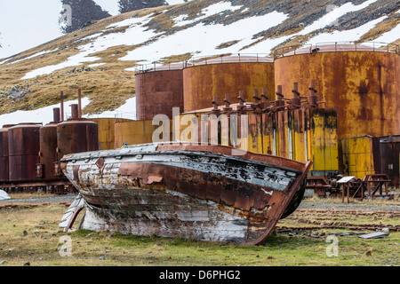 L'abandonné Grytviken Station baleinière, la Géorgie du Sud, Sud de l'océan Atlantique, les régions polaires Banque D'Images