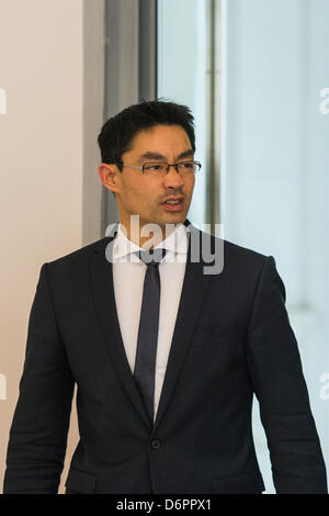 Berlin, Allemagne. 22 avril, 2013. Ministre fédéral de l'économie, Philipp Rösler a tenu un discours à l'Offensive 'Start-up', qui a eu lieu au Ministère fédéral de l'économie et de la technologie. Crédits : Crédit : Gonçalo Silva/Alamy Live News. Banque D'Images