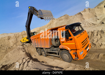 Chargement camion Dumper pelle grand angle extrême Banque D'Images