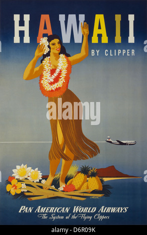 Hawaii par Pan Am Clipper, travel poster, ca. 1948 Banque D'Images