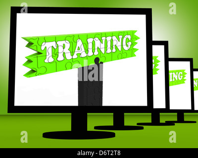 La formation sur les écrans affichant l'encadrement Affiche ou Webinaires Banque D'Images