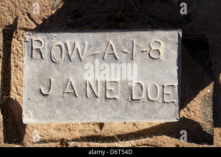 Jane Doe tombe, dans un cimetière, cimetière Parc Terrasse, Holtville, Imperial County, Californie, USA Banque D'Images