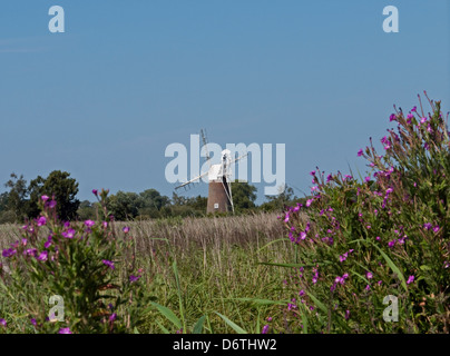 Turf Drainage Fen Moulin, comment Hill, Norfolk, Angleterre Banque D'Images