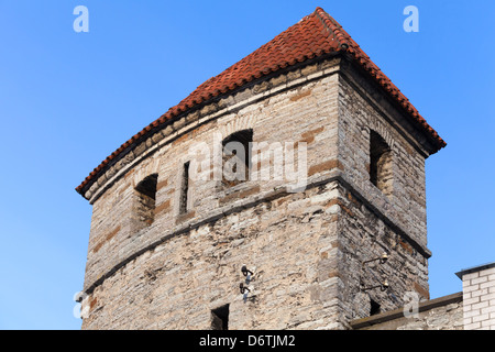 Fragment de la pierre ancienne tour. Forteresse en Tallinn, Estonie Banque D'Images