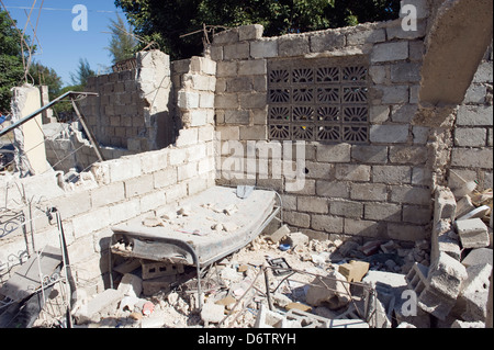 Dommages à l'épicentre du séisme de janvier 2010, LÉOGÂNE, Haïti, Caraïbes Banque D'Images