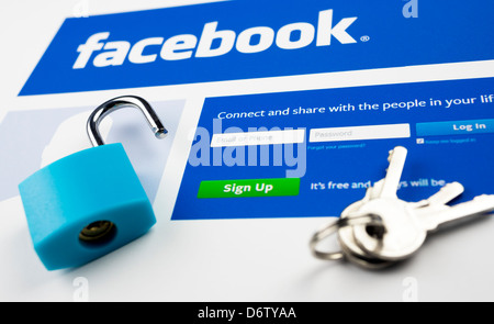 La protection de vos informations personnelles sur Facebook Banque D'Images