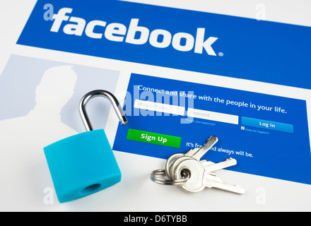 La protection de vos informations personnelles sur Facebook Banque D'Images