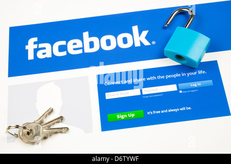 La protection de vos informations personnelles sur Facebook Banque D'Images