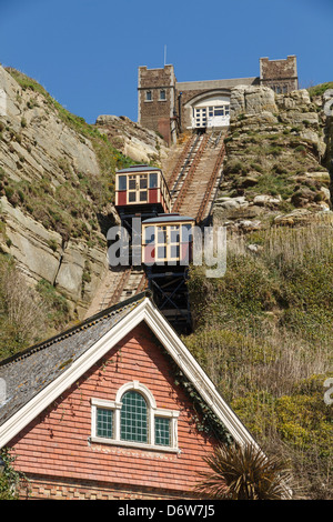 L'East Hill ascenseur funiculaire, Hastings, East Sussex, Angleterre Banque D'Images