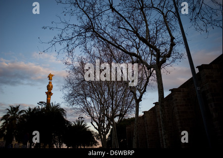 Statue de Christophe Colomb à Barcelone, Espagne. Banque D'Images