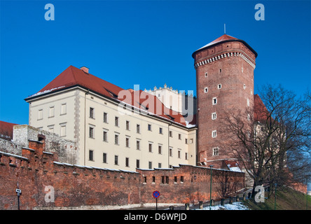 Le château de Wawel, Sandomierska Tower, hiver, Cracovie, Pologne Banque D'Images