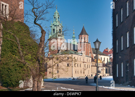 La cathédrale du Wawel en hiver, Cracovie, Pologne Banque D'Images