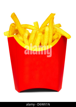 Frites dans une boîte rouge Banque D'Images