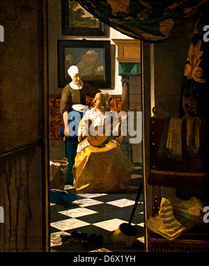 La lettre d'amour 1669 Johannes Vermeer Jan Vermeer 1632 ou 1675 Pays-Bas - néerlandais Banque D'Images