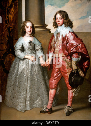 Willem II, Prince d'Orange et son épouse Marie Stuart, 1641 Anthony Van Dyck 1599-1642 Pays-Bas néerlandais ( Garçon Fille 9 14 ans ) Banque D'Images