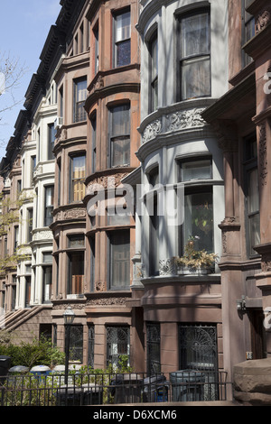 Brownstones dans Historic Park Slope, Brooklyn, NY. Banque D'Images