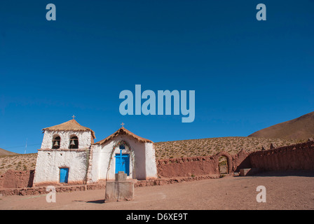 Chili, San Pedro de Atacama, désert d'Atacama, église Machuca village Banque D'Images