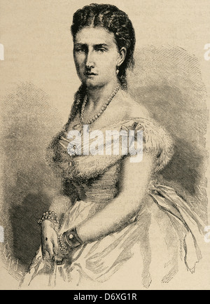 L'infante Antonia de Portugal ou de Bragance. (1845-1913). Chambre des Braganza-Saxe-Coburg et Gotha. Portrait. La gravure. Banque D'Images