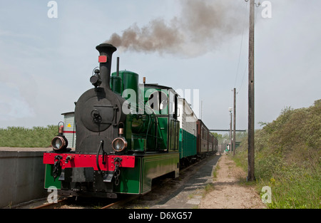 Vieux train à vapeur verte en Hollande Banque D'Images