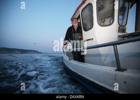 Flensburg, Allemagne, des pêcheurs à temps partiel en début de matinée dans le Firth de Flensburg Banque D'Images