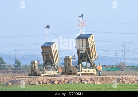 Iron Dome (Hébreu : Kipat Barzel‎) est un système de défense aérienne mobile développé par Rafael Advanced Defense Systems Banque D'Images