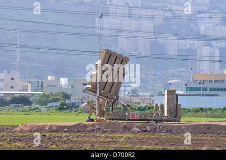 Iron Dome (Hébreu : Kipat Barzel‎) est un système de défense aérienne mobile développé par Rafael Advanced Defense Systems Banque D'Images