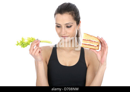 Parution du modèle. woman holding cake et le céleri Banque D'Images