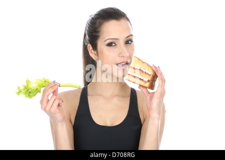 Parution du modèle. woman holding cake et le céleri Banque D'Images