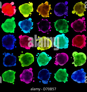 Jeu de bulles colorées sur le fond sombre Banque D'Images